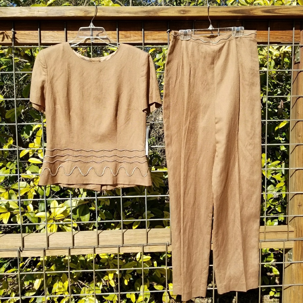 Dress pants with matching blouse.